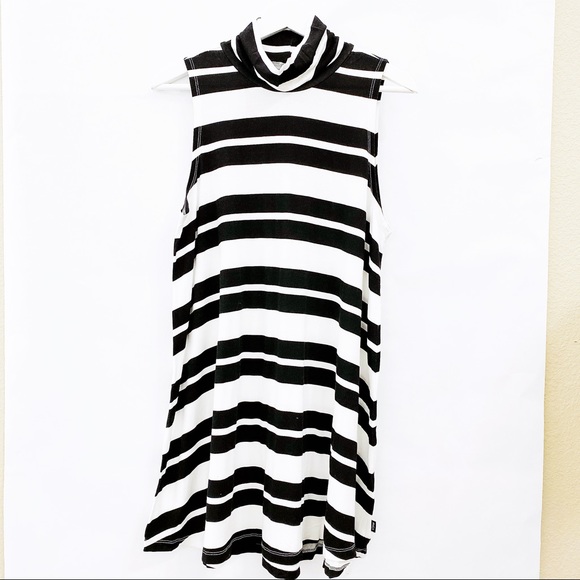 Nordstrom Turtleneck Striped Tank Top Black White - Picture 2 of 2